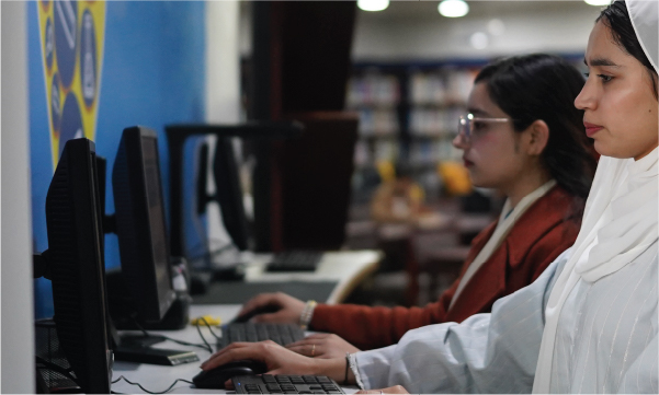 Student using laptop