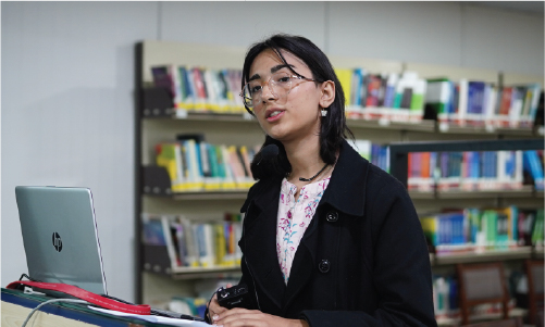 Student using laptop
